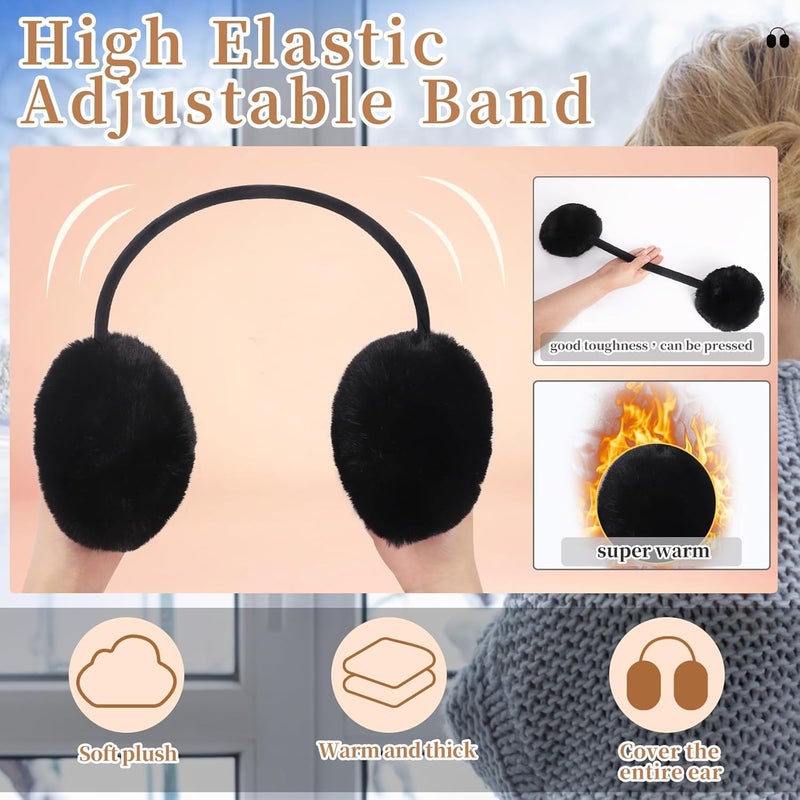 Lainlight Store Ear Muffs Winter Women Girls Adjustable Faux Fur Ear Warmers Comfy Cute Fuzzy Earmuffs - Image 3